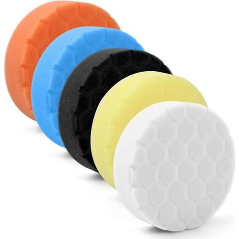 5 Disque Polissage, Éponge de Polissage 100mm, Support Adhésif, Pour Polisseuse Électrique ou Pneumatique, Cirage Voiture (1/3)