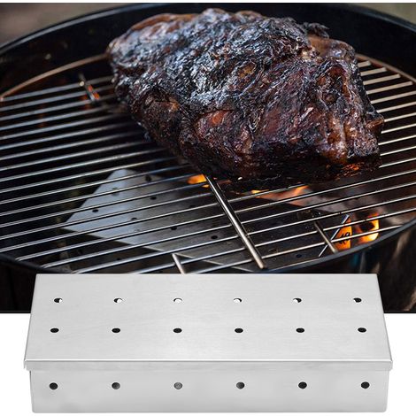 Barbecue extérieur en acier inoxydable avec fumoir pour bois et charbon de bois (1/5)