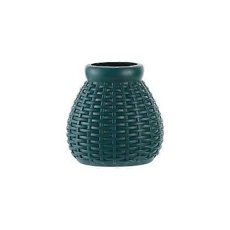 Vase en plastique, pot pour compositions florales sèches et humides, décoration florale, vase imitation rotin 5,77,610cm (bleu). (1/5)