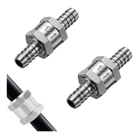 Clapet Anti Retour 12mm, Valve Anti-Retour Carburant en Aluminium Colliers de Serrage pour Gasoil Essence Diesel, Clapet Anti-Retour Unidirectionnel pour Voiture, Bateau, Marine (1/5)