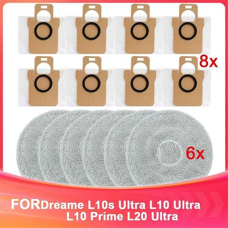 Staubbeutel und Reinigungstücher für Dreame L10S Ultra, L10 Ultra, L10 Prime und L20 Ultra Wischmopps, Beutel für Nasssauger und Wischmopps