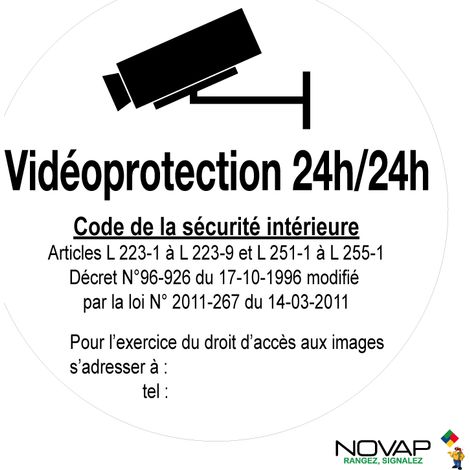 Panneau Vidéoprotection 24h/24h - Rigide Ø300mm - 4060057