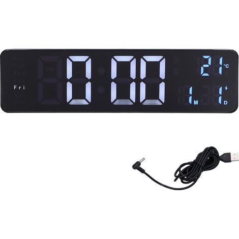 Réveil numérique noir simple, écran LED miroir, température, câble USB, pour chambre bureau école (1/5)