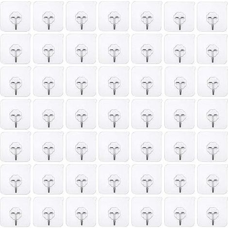 Serbia – Lot de 50 crochets adhésifs transparents sans perçage – Fixation résistante jusqu'à 6 kg – Pour murs lisses cuisine et salle de bain (1/5)