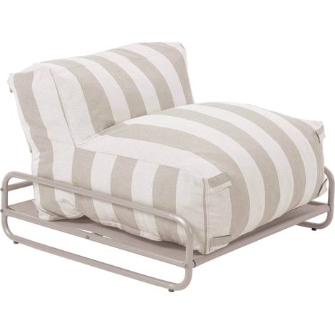 Chauffeuse rayée salon de jardin modulable et structure beige - Mixi