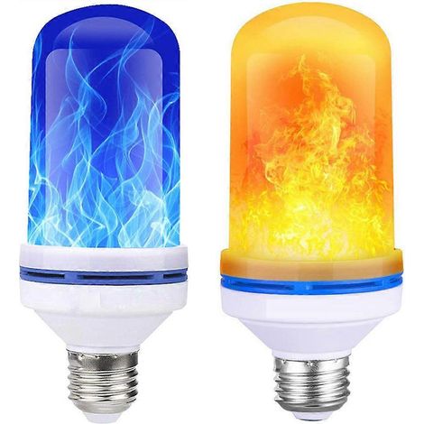 Lot de 2 guirlandes lumineuses LED effet flamme, ampoules LED jaunes et bleues effet flamme, pour Noël et Halloween, culot E26 (1/4)
