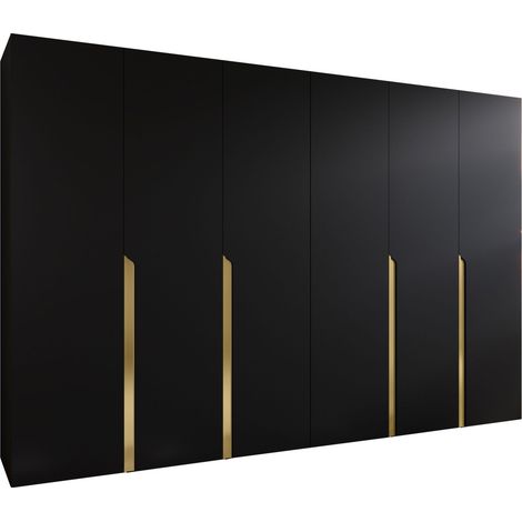 Armario Hartford 583, Negro, 202x300x52cm, Puertas de armario: Con bisagras, Número de estantes: 0 (1/5)