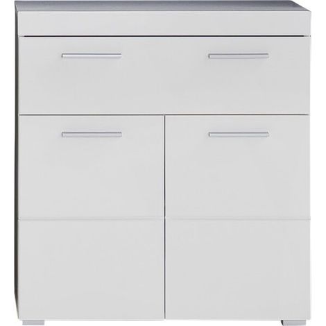 Meuble bas de salle de bain moderne 73 cm blanc brillant Savana