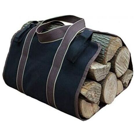 Toile Sac �� Bche Chemin��e Sac de Rangement pour le Bois de Chauffage Grande Capacit�� Porte-bches De Plein Air Porte-bches en Bois Cir�� avec Poign��es Solide (le noir) (1/3)