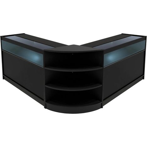 Schwarzes Ladentheken-Set Theseus LED Licht B1200 LM60 Abschließbare Einrichtung