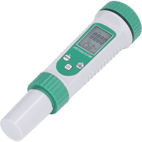 Testeur de Qualité de l’Eau 6-en-1 : pH, CE, TDS, Sel, Densité, Température, Écran LCD Rétroéclairé Blanc, Précision Élevée (1/4)