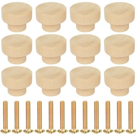 12pcs Poignée Meuble en Bois, Rond Boutons de Meuble, Boutons de Portes pour Placards, 35 mm Poignet de Tiroir, pour Décoration D'intérieur, Placard, Penderie, Tiroir, Armoires de Cuisine (1/5)