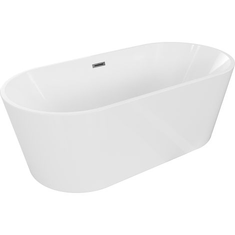 Baignoire Mexen Luna autoportante 170 x 80 cm, blanche, évacuation gun metal - 52031708000-95 (1/5)