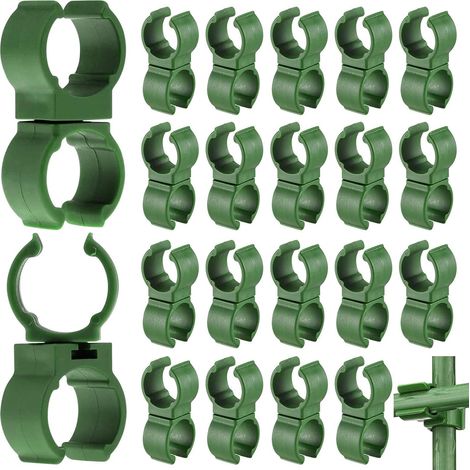 Clips de Connexion pour Treillis de Plantes,50 Pièces Clips de Fixation Treillis Plantes Réglables en Plastique Vert,Multifonction Clip Boucle de Support Connecteurs pour Tige de Plante,16 mm