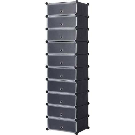 WOLTU DIY Schuhschrank mit Tür 10 Fächer aus Kunststoff schwarz (1/5)