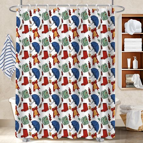 Rideau de bain 180x180 avec anneaux voile de douche pour personne à mobilité réduite (1/5)