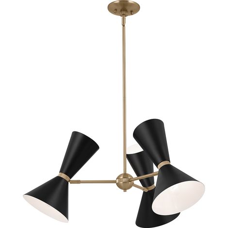 Sospensione Kichler Phix oro/nero con 3 paralumi 6xE27 (1/5)