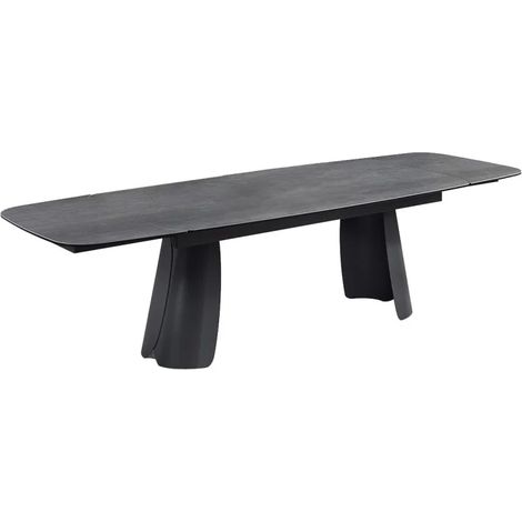 Table extensible 200 à 300 cm céramique gris pieds demi-lune - ALYSSA