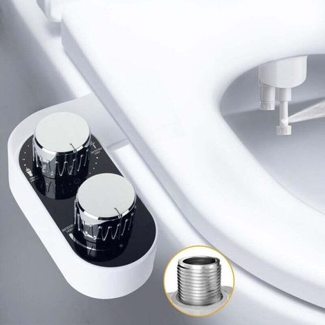 Japanisches WC – Ultradünnes, nicht-elektrisches Bidet-WC mit zwei selbstreinigenden Düsen – Verstellbarer Kaltwasserstrahl vorne/hinten – Einfache Installation – Japanischer WC-Sitz