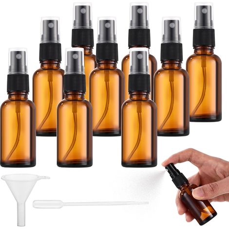 Flacon Spray Vide - 10 Pièces - Verre Ambré 30 ml - Protection UV - Huile Essentielle et Parfum - Voyage et Soins (1/5)