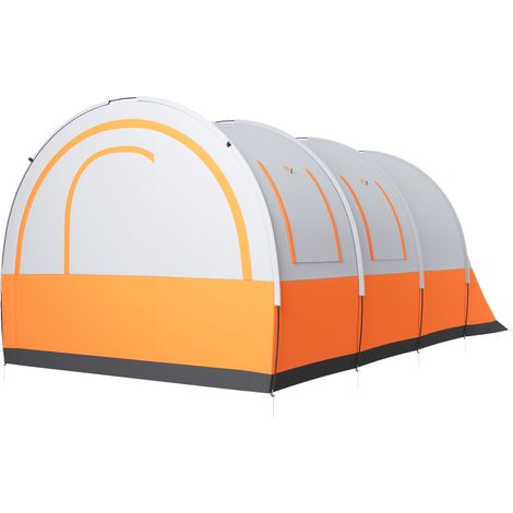 Tente camping familiale 6 personnes imperméable blanc crème