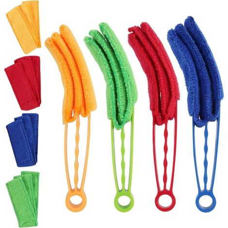 Limpiador de persianas venecianas，4 piezas，paño de limpieza de doble cara，limpiador de persianas enrollables con funda de microfibra (1/5)