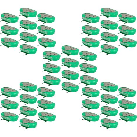 vhbw 50x NiMH Ersatz Knopfzellen-Akku Typ 1/V150H 3-Pins 150mAh 1,2V kompatibel mit Modellbau-Akkus, Solar-Leuchten uvm.