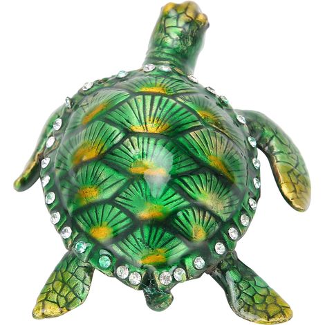 Boîte à bijoux en alliage de zinc en forme de tortue, petite boîte de rangement, objet de décoration pour la maison. (1/5)