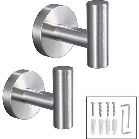 Ganchos para toallas, perchas para baño, ganchos para batas para baño contemporáneo, cocina, pared de hotel, acero inoxidable cepillado (1/5)