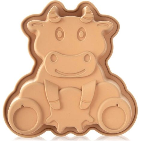 Moule à pâtisserie Vache - Silicone Souple - 20 x 19 x 4,5 cm - Beige (1/5)