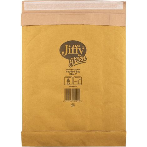 Jiffy - Busta da lettere imbottita, misura 2, 195 x 280 mm, 100% carta, 100 pezzi