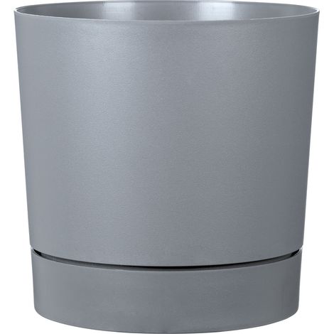 Scheurich PLANO+, Pflanzgefäß aus Kunststoff, Farbe: Pure Grey, 38,7 cm Durchmesser, 38 cm hoch, 32 l Vol.