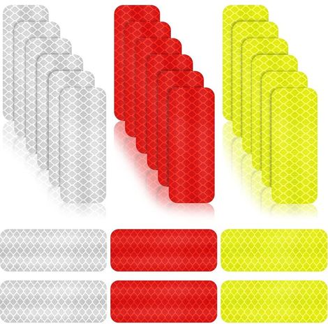 30 pegatinas reflectantes de advertencia, pegatinas reflectantes de seguridad, pegatinas de visibilidad nocturna, pegatinas adhesivas impermeables para vehículos, 1,18 x 3,25 pulgadas (1/5)