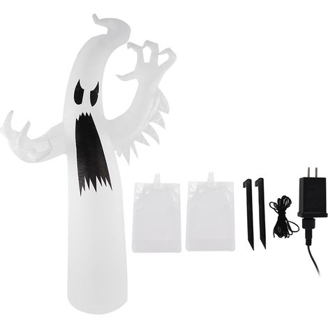Aufblasbarer Halloween-Geist mit mehrfarbigen LED-Leuchten, IP44 wasserdichte Dekoration für Garten und Rasen, US-Stecker 100–240 V (1/5)