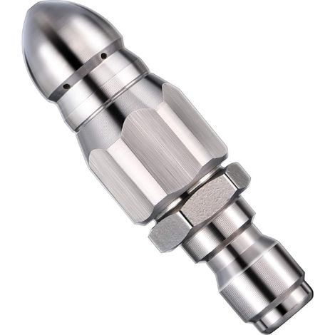 (2 pièces) buse haute pression en acier inoxydable pour tuyau d'égout, buse de rat d'eau de dragage, buse de nettoyage multifonctionnelle (1/5)