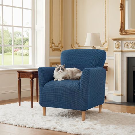 Housse de Fauteuil Ultra-Élastique en Tricot avec Accoudoirs, Housse de Protection pour Canapé de Salon Contre Taches, Facile à Installer, Bleu royal (1/5)