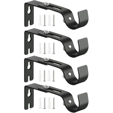 Premium Curtain Rod Wall Brackets - 4 Adjustable Hooks, High Hardness Iron Brackets (1/5)