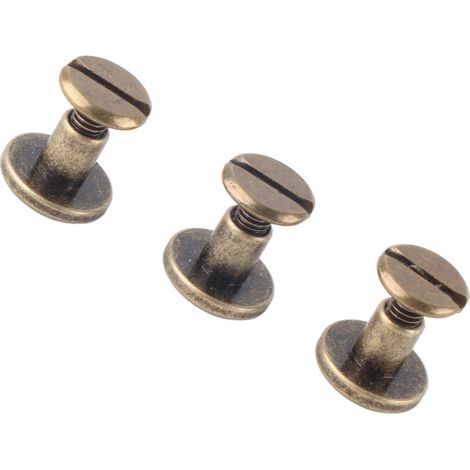 20 vis, écrous, clous et rivets à tête plate en cuivre et laiton avec capuchon en cuir (6,5 mm) (1/5)