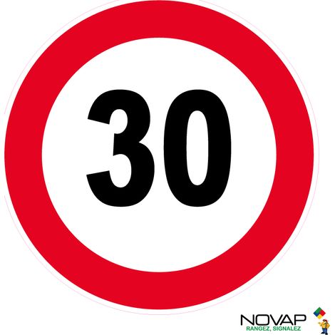 Novap – Panneau de signalisation vitesse limitée à 30 km/h – Rigide Ø300mm – Résistant aux chocs – 4060064 (1/2)