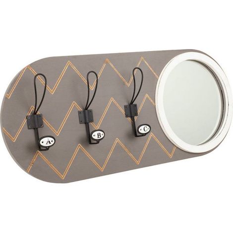 Patère murale bois gris avec miroir pour entrée élégante - gris bois naturel (1/5)