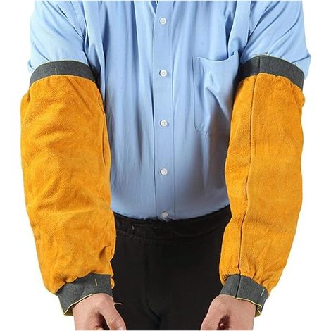 Manches de soudage en cuir, manches de soudage en cuir pour hommes et femmes, manches de jardinage de protection résistantes à la chaleur et aux flammes, protection de 39 cm par paire (1/4)