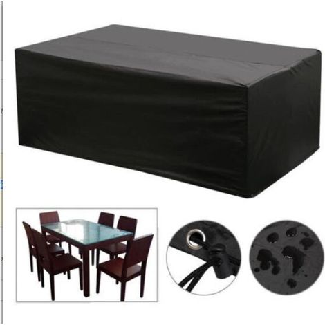 Housse De Meuble - Tissu Oxford 210D - Imperméable Et Anti-Poussière - Pour Mobilier De Jardin Rectangulaire - 213 X 132 X 74 Cm - Noir - 1 Pièce (1/5)