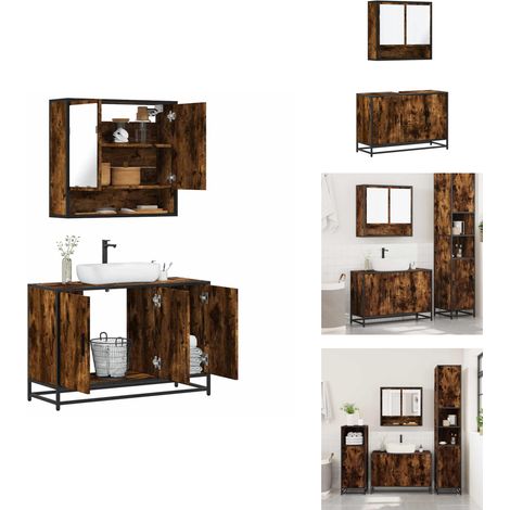 Ensemble de meubles de salle de bain 2 pcs Chêne fumé - Ensemble De Meubles De Salle De Bain - Ensembles De Meubles De Salle De Bain - Armoire De Rangement - Armoire De Rangement Pour Toilettes (1/5)