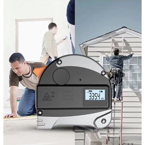 Mètre ruban laser multifonction 5 m en acier inoxydable télémètre laser 40 m outil de mesure électronique haute précision anti‑choc pour menuiserie bricolage (1/5)