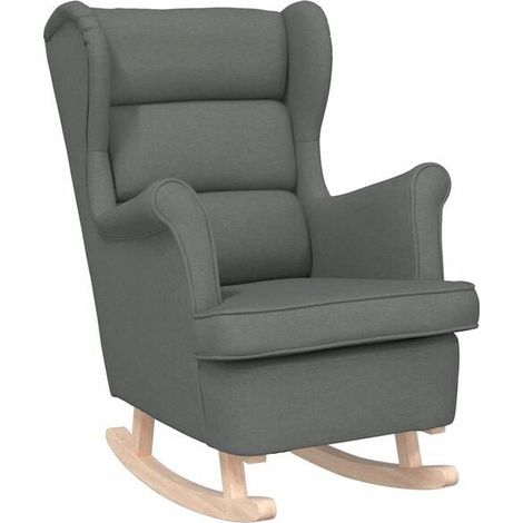 Fauteuil à bascule gris foncé, dimensions 74 x 90 x 102 cm, revêtement en tissu (1/5)