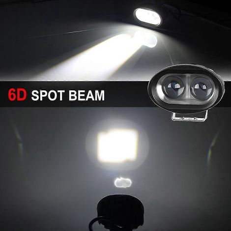 Phare LED Braveway (1 pièce) pour voiture, moto, camion, tracteur, remorque, SUV, quad, feu de travail LED tout-terrain 12 V/24 V, feu antibrouillard - Projecteur 6D (1/4)