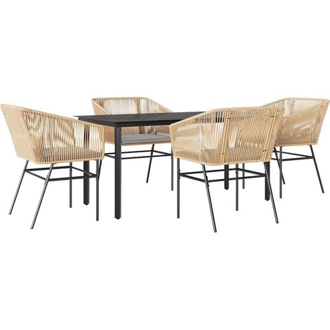 Maison Exclusive - 5-tlg. Garten-Essgruppe mit Kissen Braun Poly