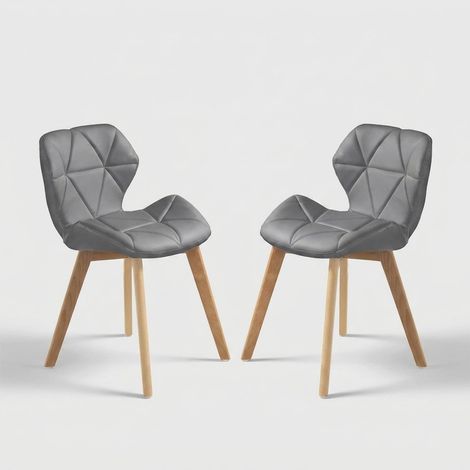 2er-Set Design-Stühle aus Holz und Kunstleder für Küche Spark - Grau
