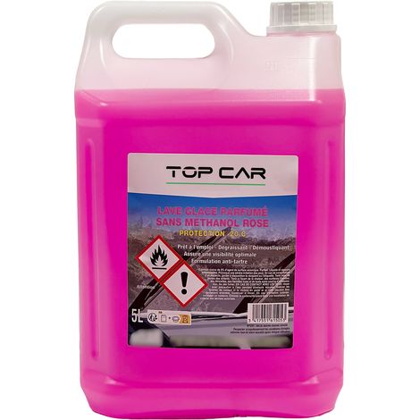 Topcar – Bidon de lave-glace hiver 5L -20°C sans méthanol – Fort pouvoir dégraissant – Améliore visibilité – Protège contre le gel