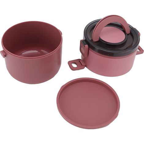 1600 ml doppelwandige, isolierte Lunchbox aus Kunststoff – Lebensmittelbehälter für Frauen, Angestellte, Studentinnen – Tragbare rote Lunchbox (1/5)